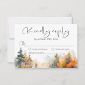 Cartons Réponse Mariage forestier d'automne rustique (Devant)
