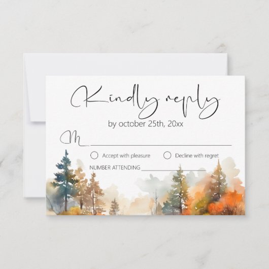 Cartons Réponse Mariage forestier d'automne rustique (Devant)