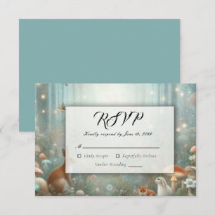 Cartons Réponse Mariage forestier turquoise et de pêche enchantée