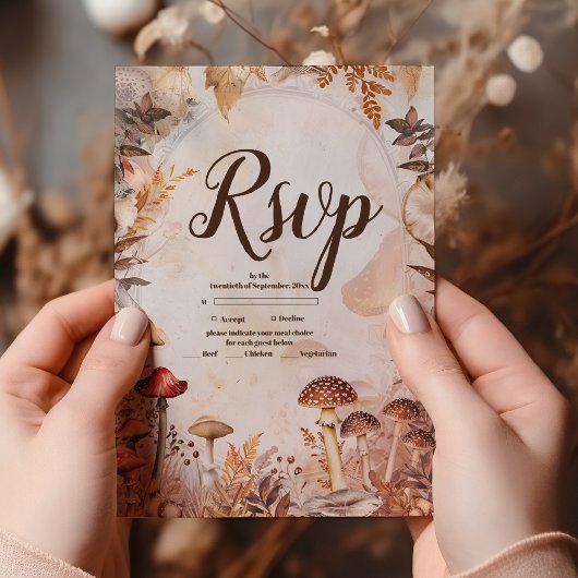 Cartons Réponse Mariage Forêt Enchantée Champignon Amanite