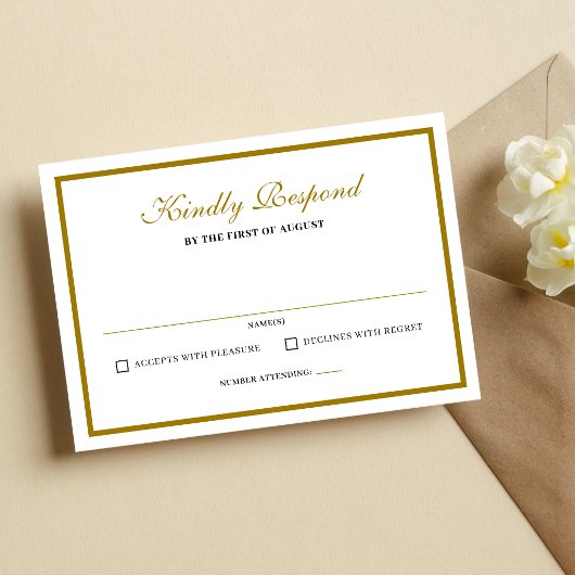 Cartons Réponse Mariage Formel Classique Monogramme Noir Or