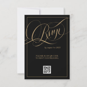 Cartons Réponse Mariage Formel Élégant Noir