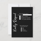 Cartons Réponse Mariage Formel Élégant Script Gras Noir Blanc (Devant)