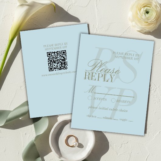Cartons Réponse Mariage Formel Moderne Écriture Citron Bleu