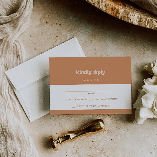 Cartons Réponse Mariage Formel Simple Minimal Terracotta