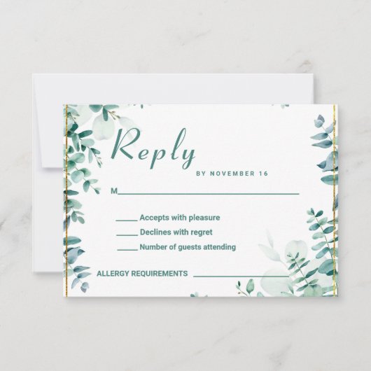 Cartons Réponse Mariage Frameborder Eucalyptus (Devant)