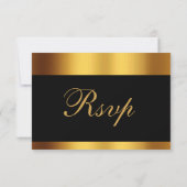 Cartons Réponse Mariage frontalier de luxe Black Gold Calligraphie (Dos)