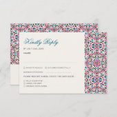 Cartons Réponse Mariage géométrique en treillis marocain (Devant / Derrière)