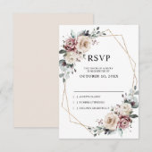 Cartons Réponse Mariage géométrique eucalyptus mauve poussiéreux (Devant / Derrière)