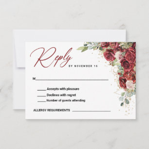 Cartons Réponse Mariage géométrique Floral de Bourgogne