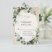 Cartons Réponse Mariage géométrique moderne à la sauge d'eucalyptu (Debout devant)