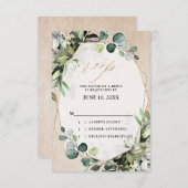 Cartons Réponse Mariage géométrique moderne à la sauge d'eucalyptu (Devant / Derrière)