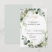 Cartons Réponse Mariage géométrique moderne de verdure de sauge d' (Devant / Derrière)