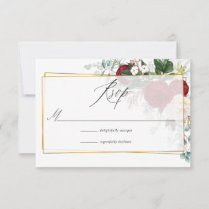 Cartons Réponse Mariage géométrique rouge et blanc de Bourgogne