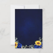Cartons Réponse Mariage géométrique Royal Blue Rustic Sunflower (Dos)