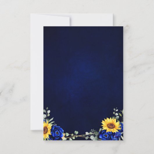 Cartons Réponse Mariage géométrique Royal Blue Rustic Sunflower (Dos)