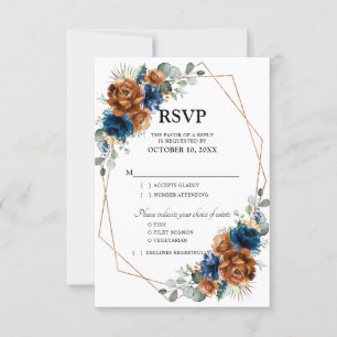 Cartons Réponse Mariage Géométrique Terracotta Bleu Marine Verdure