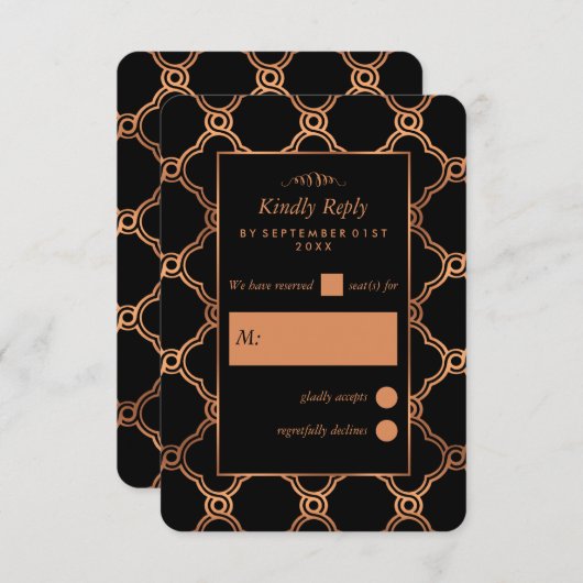 Cartons Réponse Mariage Géométrique vintage Gatsby (Devant / Derrière)