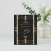 Cartons Réponse Mariage Gold Black Art Déco des années 1920 (Debout devant)