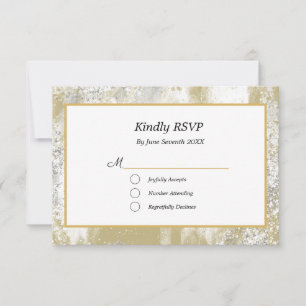 Cartons Réponse Mariage Gold Frame Silver et Gold Splatters