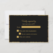 Cartons Réponse Mariage Gold Luxe Black Luxe Simple (Devant)