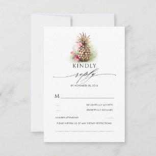 Cartons Réponse Mariage Gold Pineapple Beach