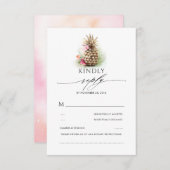 Cartons Réponse Mariage Gold Pineapple Beach (Devant / Derrière)