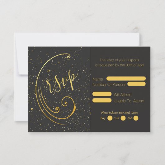 Cartons Réponse Mariage Gold Speckle (Devant)