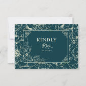 Cartons Réponse Mariage Golden Bloom Trois Choix de Repas 3 (Dos)