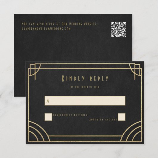 Cartons Réponse Mariage Golden Deco (Devant / Derrière)