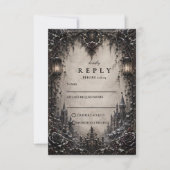 Cartons Réponse Mariage goth élégant d'hiver (Devant)