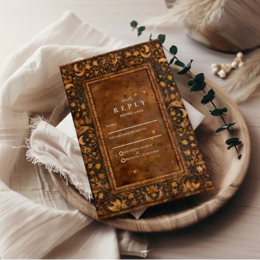 Cartons Réponse Mariage gothique baroque céleste