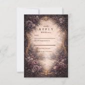 Cartons Réponse Mariage gothique baroque rose (Devant)