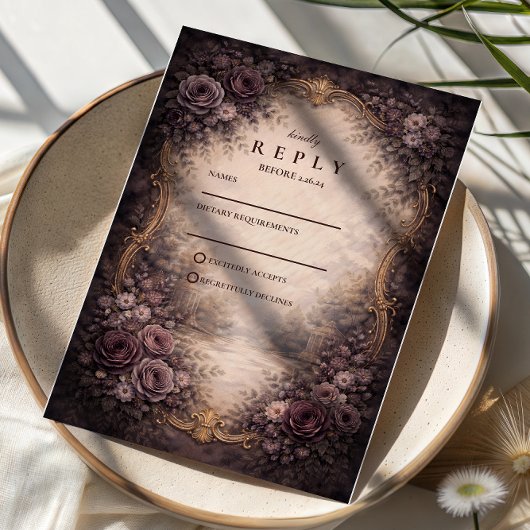 Cartons Réponse Mariage gothique baroque rose