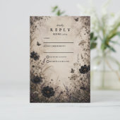 Cartons Réponse Mariage gothique boho foncé (Debout devant)