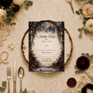 Cartons Réponse Mariage gothique de jardin d'hiver lunatique