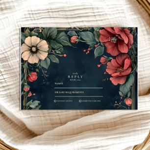 Cartons Réponse Mariage gothique floral baroque