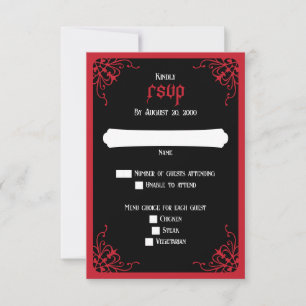 Cartons Réponse Mariage gothique noir rouge