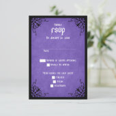 Cartons Réponse Mariage gothique noir violet (Debout devant)