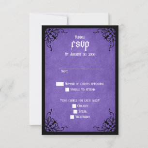 Cartons Réponse Mariage gothique noir violet