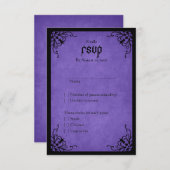 Cartons Réponse Mariage gothique noir violet (Devant / Derrière)