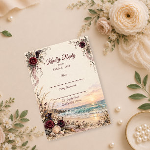 Cartons Réponse Mariage gothique romantique sur la côte