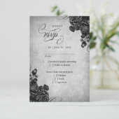 Cartons Réponse Mariage gothique Rose noir (Debout devant)