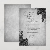 Cartons Réponse Mariage gothique Rose noir (Devant / Derrière)