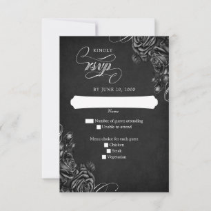 Cartons Réponse Mariage gothique Rose noir
