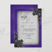 Cartons Réponse Mariage gothique Rose violet noir (Devant / Derrière)