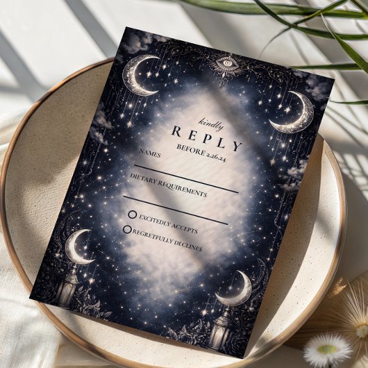 Cartons Réponse Mariage gothique sous la lune céleste