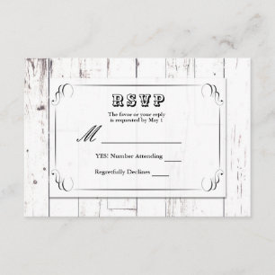Cartons Réponse Mariage grange en bois blanc shabby chic vintage R