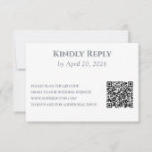 Cartons Réponse Mariage Gris Argent Élégant avec Code QR (Devant)
