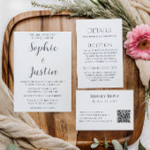Cartons Réponse Mariage Gris Argent Élégant avec Code QR